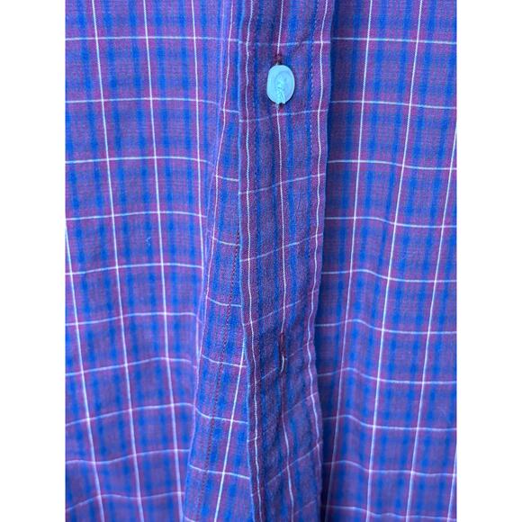 Tommy Hilfiger Holiday Tartan Button Down Mens Size 16 34-35 Red Blue Plaid - Picture 4 of 8